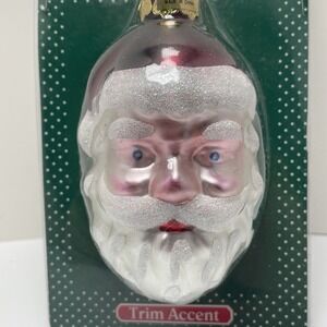 Vintage Christmas Ornament Santa Head Mercury Glass Red Hat about 4"